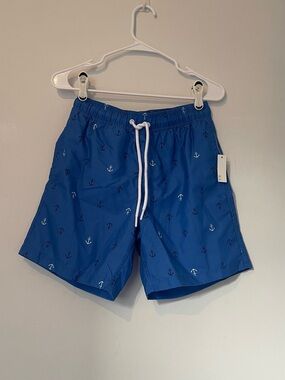 New - Amazon Essentials Men's Royal Blue Anchor Print Swim Trunks
